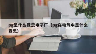 pg是什么意思电子厂（pg在电气中是什么意思）